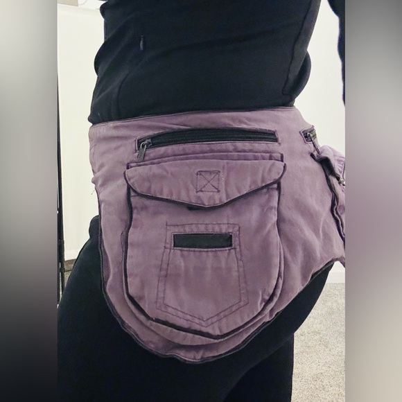 Avatar Imports Flower Petal Cotton Belt Bag in Rustic Purple - Picture 6 of 7